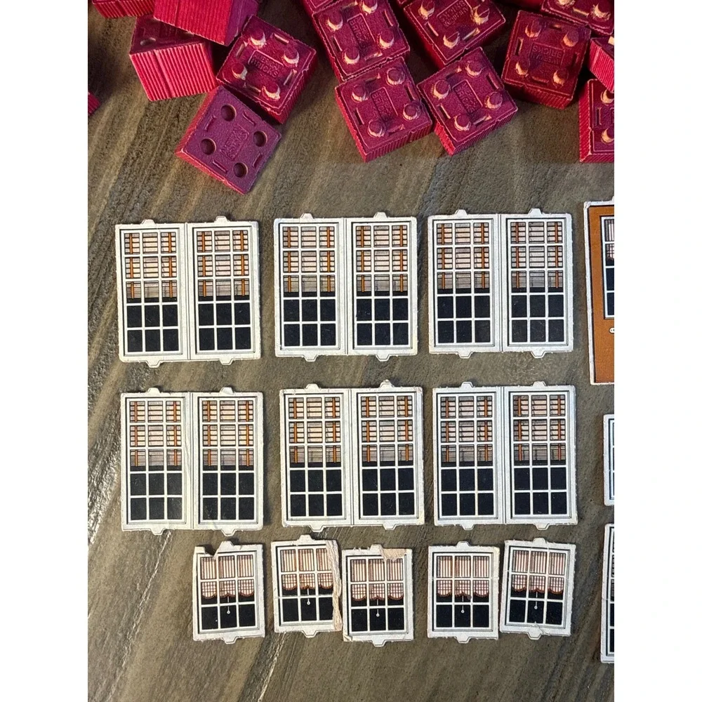 VTG Halsam American Bricks Wood Building Blocks 6.3lb Lot w/ Rare Window Doors